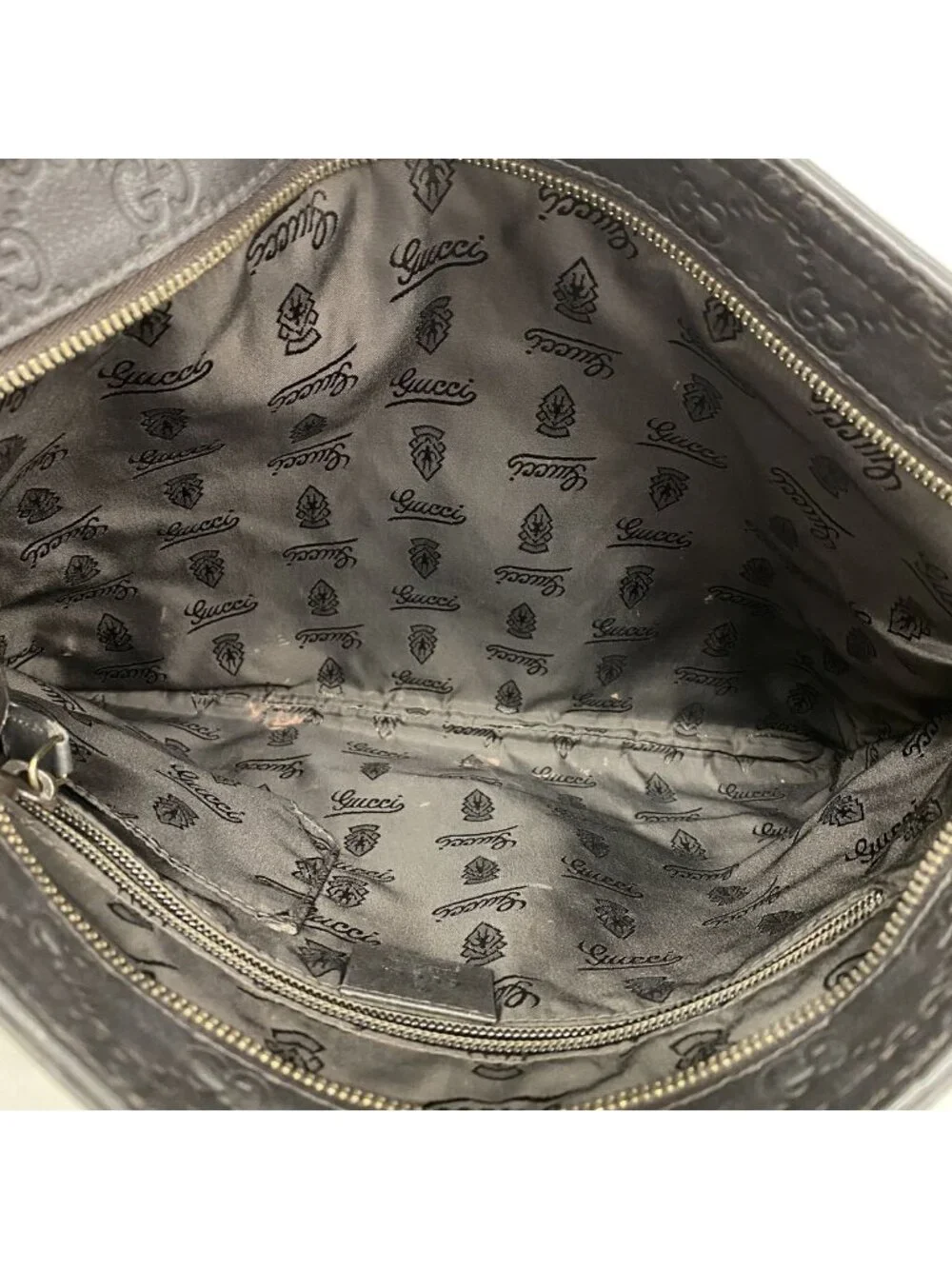 Gucci Shoulder Bag Guccissima Leather Dark Brown Champagne Gold